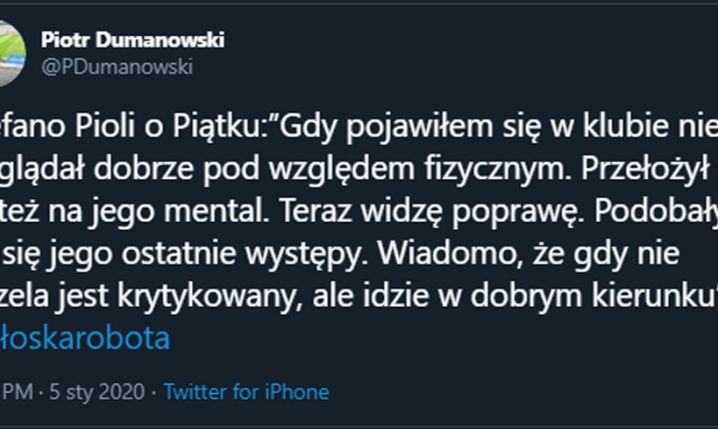 SŁOWA trenera Milanu nt. Krzysztofa Piątka!